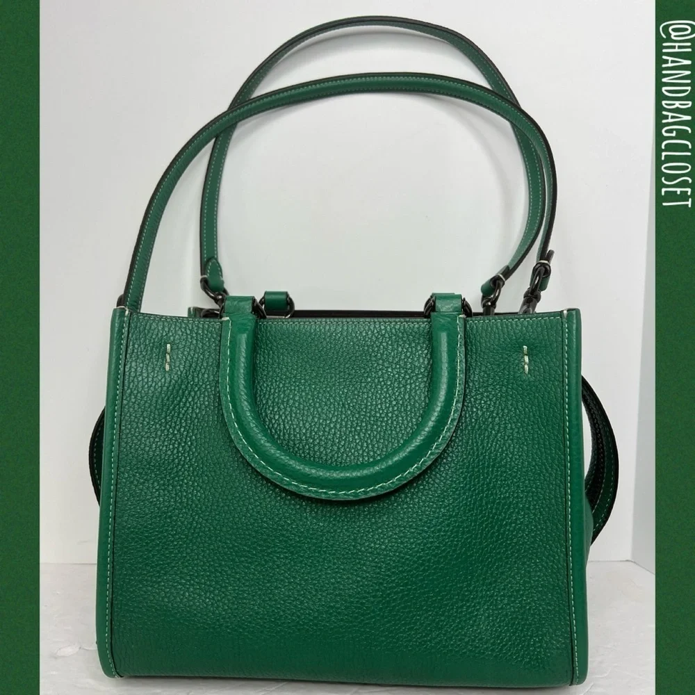 Coach Green Grass 25 Rare Glovetanned Leather Rogue Bag